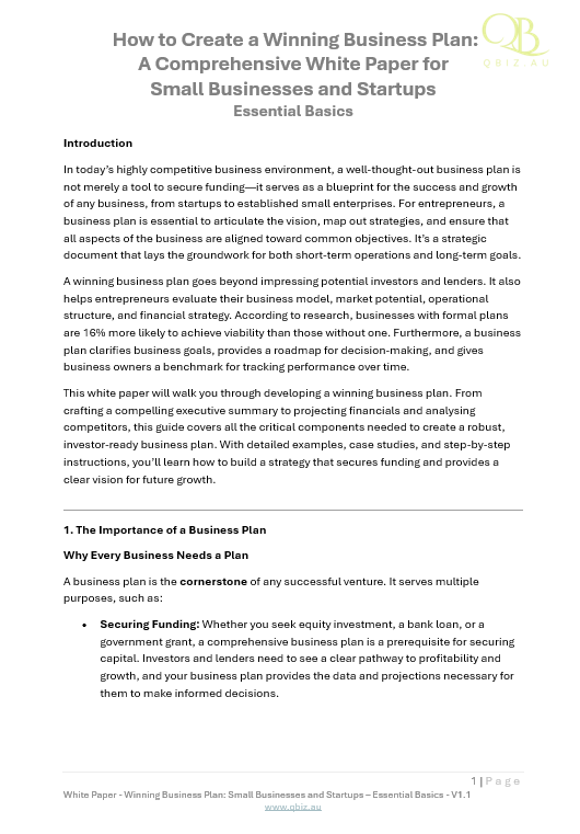 White Paper: How to Create a Winning Business Plan