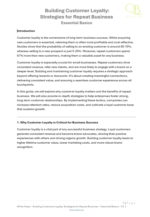 White Paper: Building Customer Loyalty: Strategies for Repeat Business