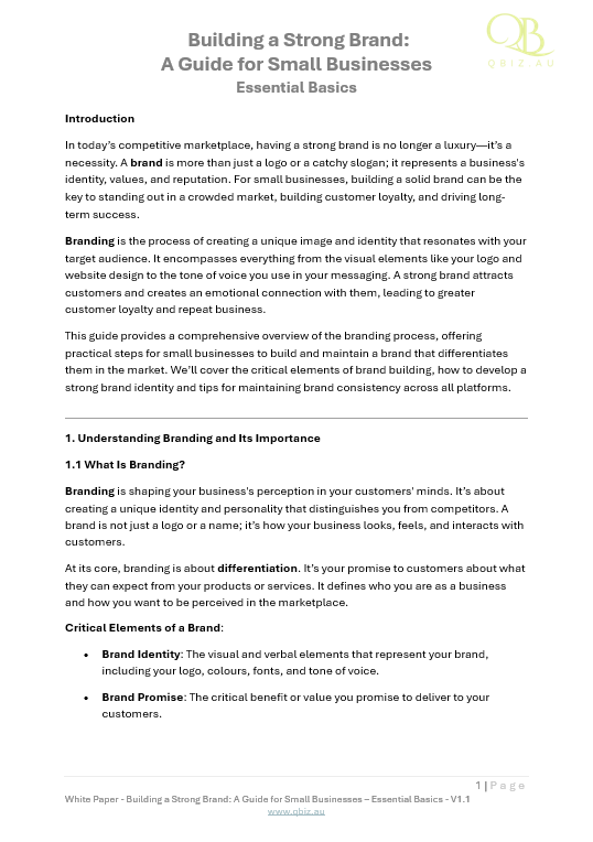White Paper: Building a Strong Brand: A Guide for Small Businesses