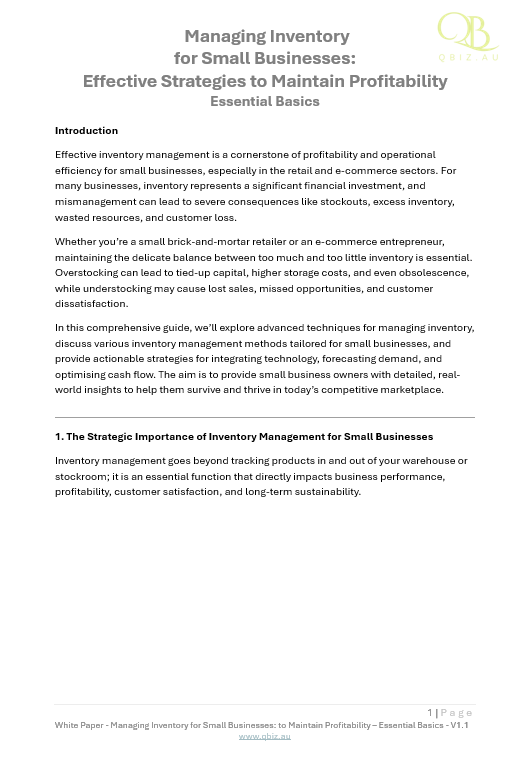 White Paper: Managing Inventory for Small Businesses