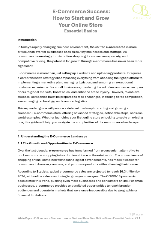 White Paper: E-Commerce Success: How to Start and Grow Your Online Store
