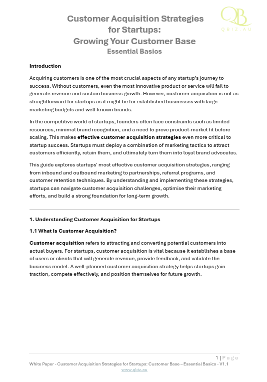 White Paper: Customer Acquisition Strategies for Startups