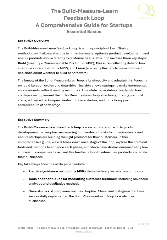 White Paper: The Build-Measure-Learn Feedback Loop