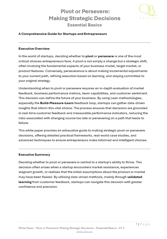 White Paper: Pivot or Persevere: Making Strategic Decisions