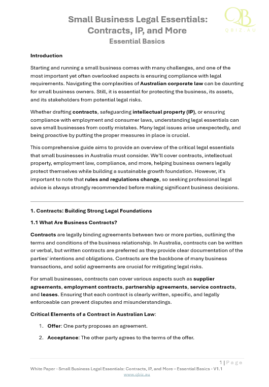 White Paper: Small Business Legal Essentials: Contracts, IP, and More