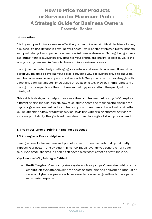 White Paper: How to Price Your Products or Services for Maximum Profit