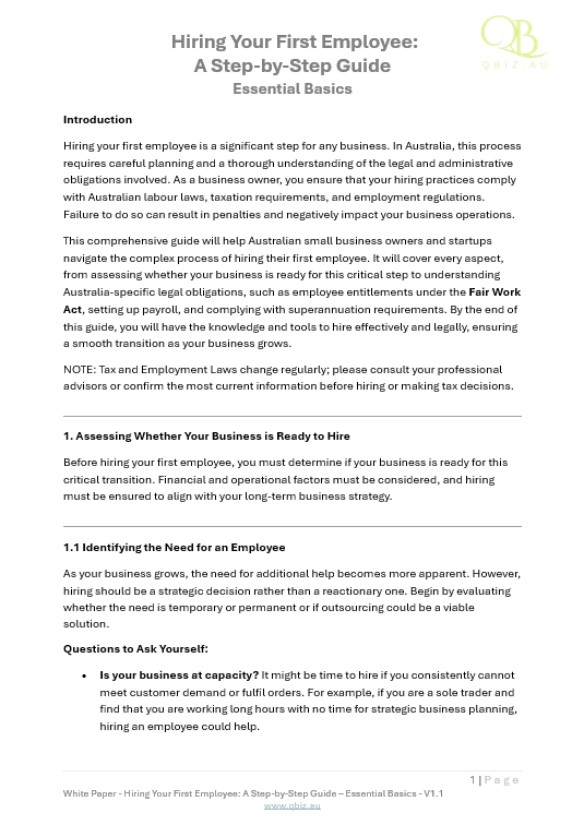 White Paper: Hiring Your First Employee: A Step-by-Step Guide