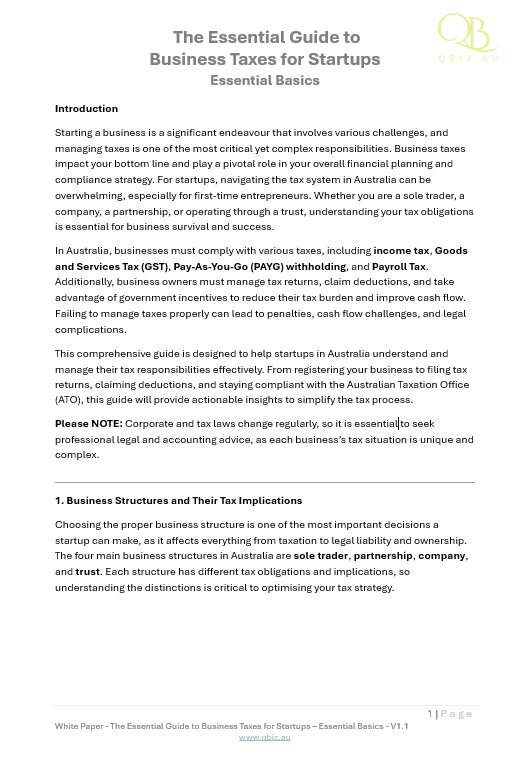 White Paper: The Essential Guide to Business Taxes for Startups