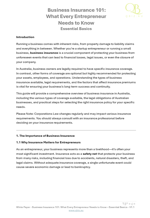 White Paper: Business Insurance 101: What Every Entrepreneur Needs to Know