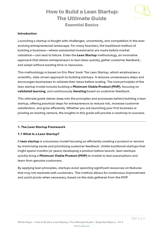 White Paper: How to Build a Lean Startup: The Ultimate Guide