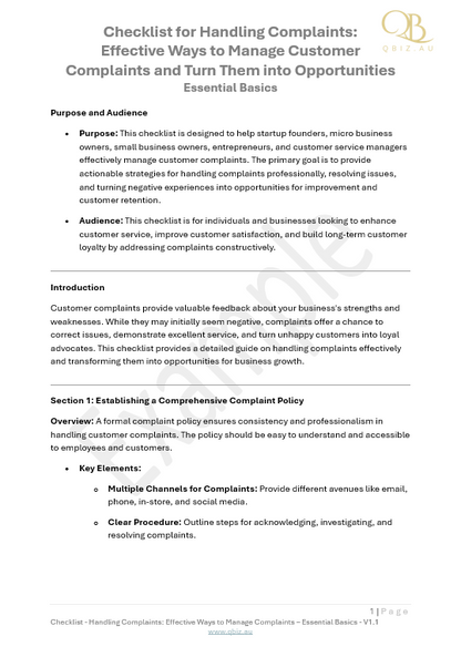 Checklist for Handling Complaints: Effective Ways to Manage Customer Complaints and Turn Them into Opportunities