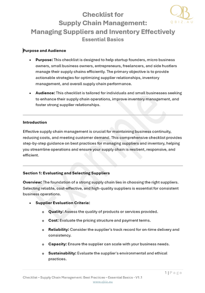 Checklist for Supply Chain Management: Best Practices for Managing Suppliers and Inventory Effectively