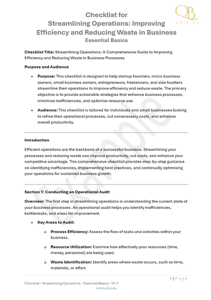 Checklist for Streamlining Operations: Tips for Improving Efficiency and Reducing Waste in Business Processes