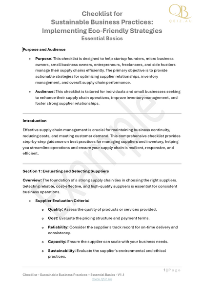 Checklist for Sustainable Business Practices: Implementing Eco-Friendly Practices That Reduce Your Environmental Footprint