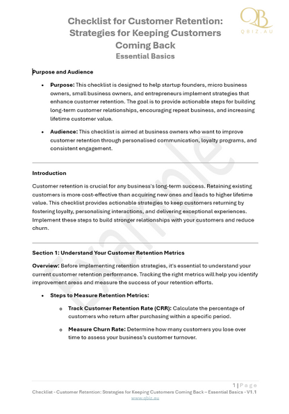 Checklist for Customer Retention: Strategies for Keeping Customers Coming Back