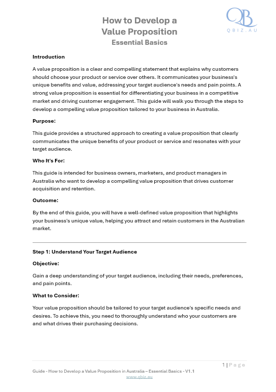 How to Develop a Value Proposition in Australia