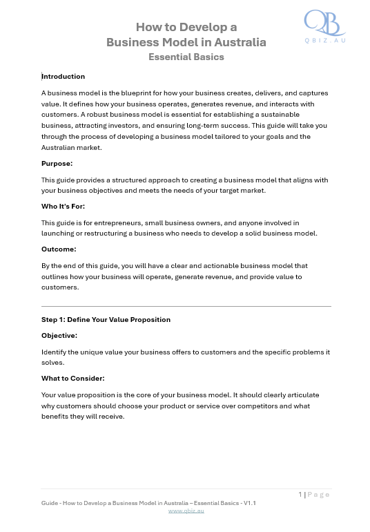 How to Develop a Business Model in Australia