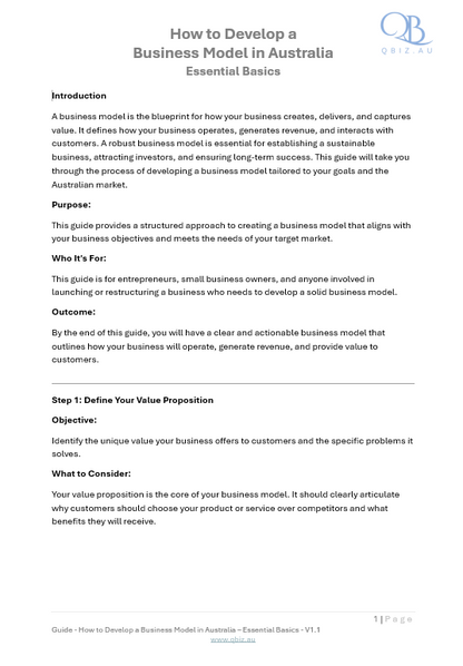 How to Develop a Business Model in Australia