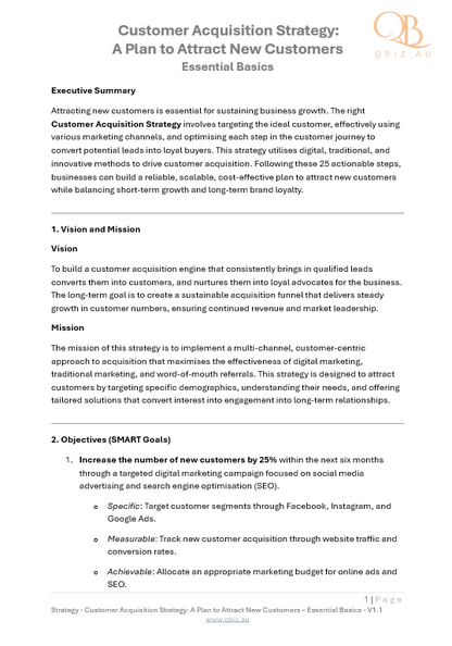 Customer Acquisition Strategy: A Plan to Attract New Customers